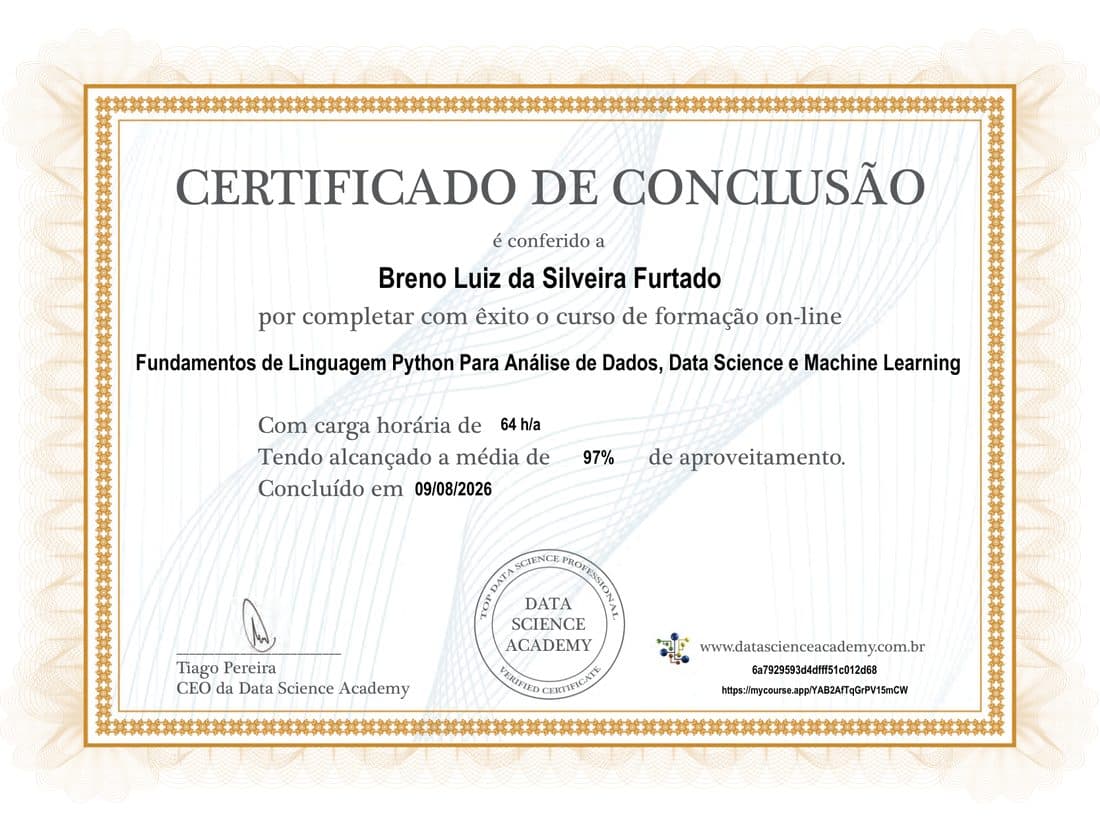 Fundamentos de Linguagem Python Para Análise de Dados, Data Science e Machine Learning